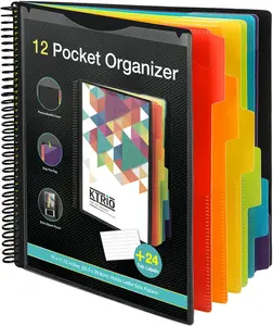 12 Pocket Project Organizer Binder – Letter Size Spiral Folder with Dividers & Zip Pouch, Water-Resistant Multi Pocket File for School, Office & Documents