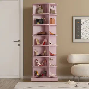 7-Tier Rotating Shoe Rack,360° Spinning Shoe Rack Tower,Free Standing Rotating Vertical Shoe Rack Hold Over 28 Pairs,Revolving Shoe Storage Organizer Shoe Rack for Living Room Hallway (7-Tier,Pink) Furniture Home