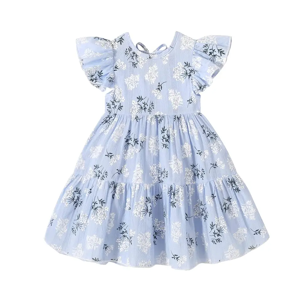 Younger Tree Baby & Toddler Girls' Boho Linen Dress, Solid Sleeveless Sundress with Ruffles, Midi Length Summer Beach Outfit, Toddler Outfit, Baby Clothes Girl, Short Sleeve Tops, Boho Style Outfit