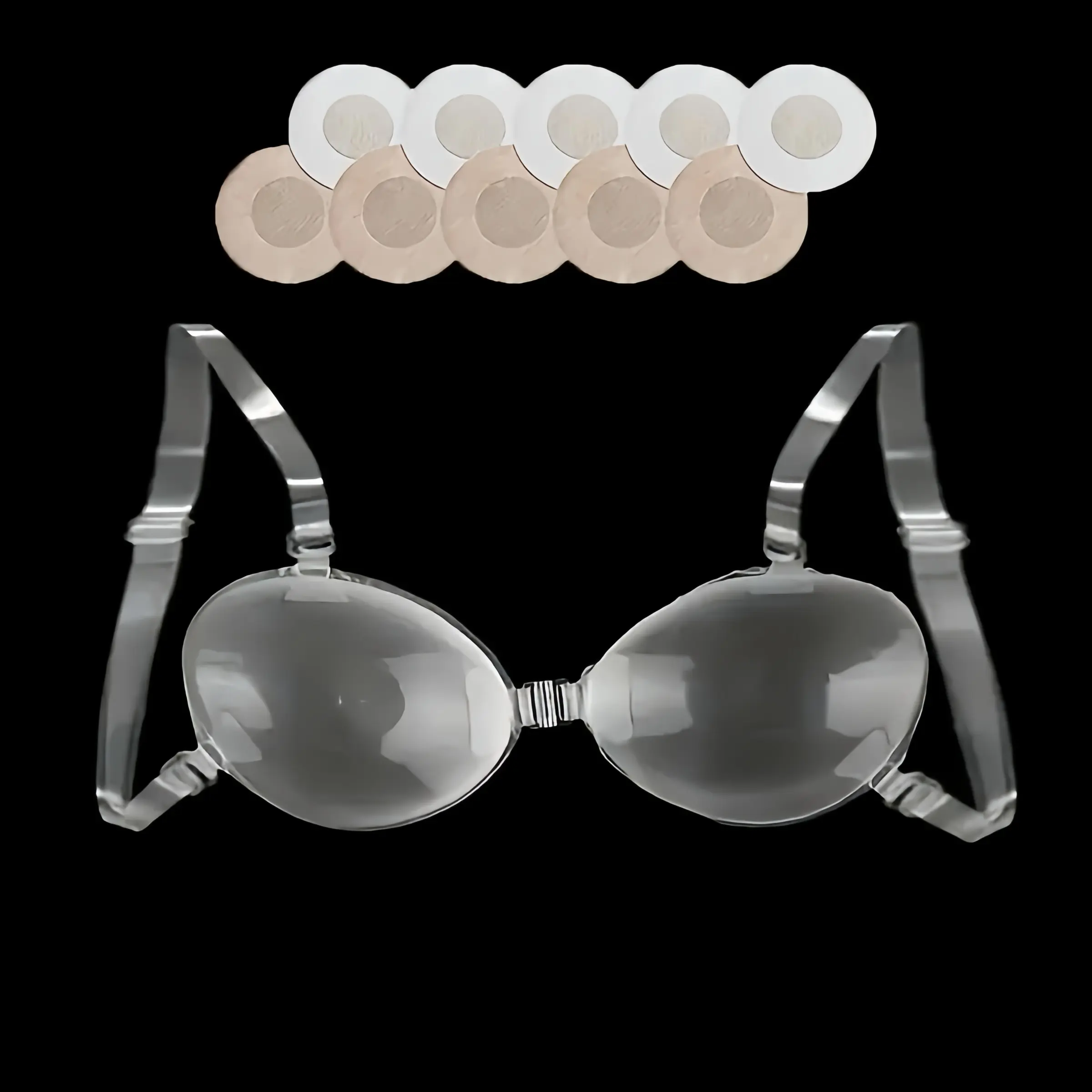 Transparent Silicone Invisible Bra, Reusable Self-Adhesive Push-Up Strapless Backless Bra, Detachable Transparent Straps, Back Extender, Waterproof, Seamless, Everyday