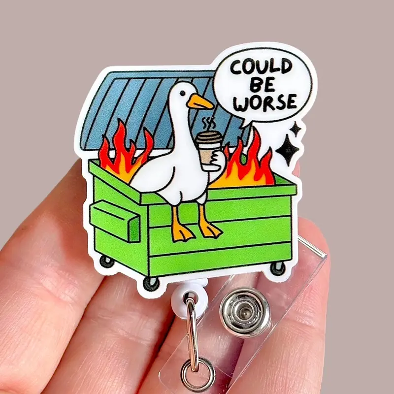 Glitter my badge Silly Goose could be worse Retractable Badge Reel - 360-Degree Rotation Swivel Clip, Badge Pull for Nurses, Ideal Office Identification Supply Gift for Coworkers
