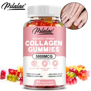Pslalae - Collagen Gummies - with Biotin, Vitamins, Glycine - for Skin, Hair, and Nail Support - 60 Gummies