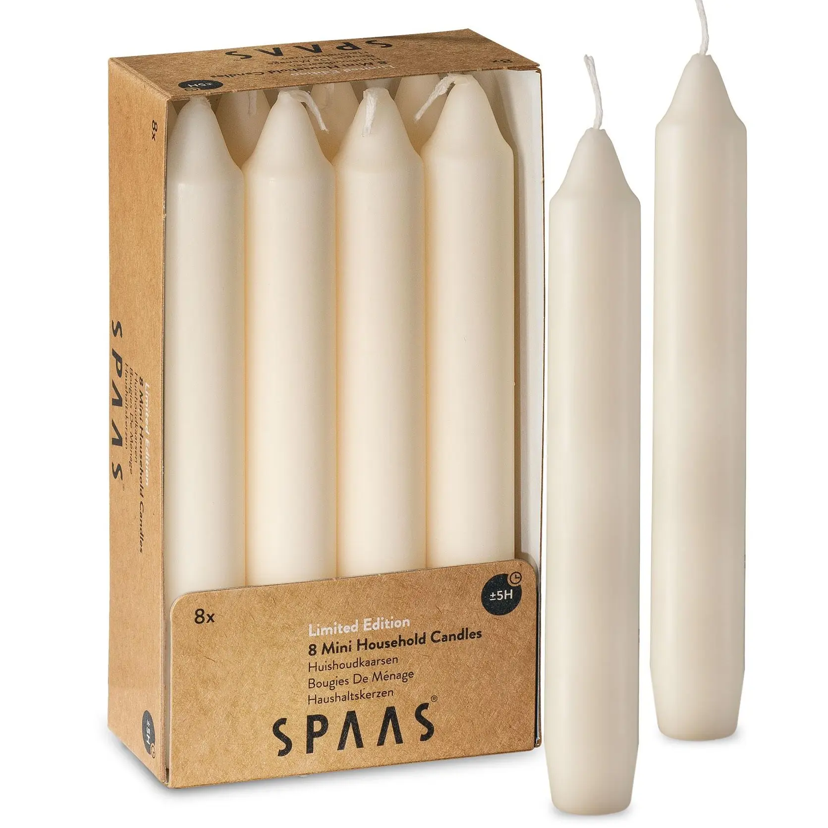 6" Unscented Straight Candlesticks, 5 Hour Burning for Wedding and Home Decor, Pack of 8, Ivory, Beige, Black, Rose Blush