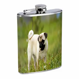Cute Pug Taking a Break 8oz Stainless Steel Hip Flask Drinkware Portable