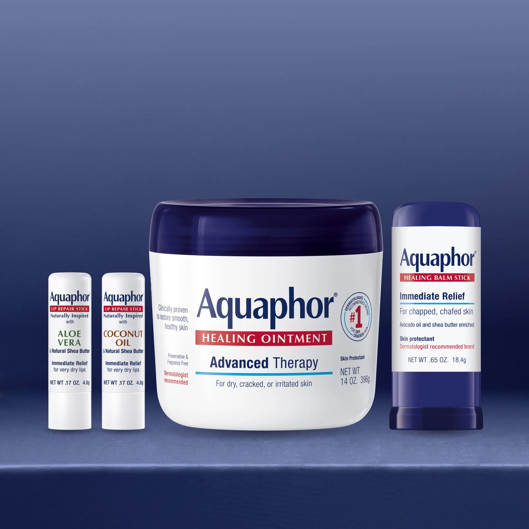 Aquaphor Head-to-Toe Hydration Kit – Healing Ointment, Body Moisturizer, Balm & Lip Repair
