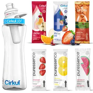 Cirkul 22oz Plastic Water Bottle & 6 Flavor Cartridges  (Fruit Punch & Mixed Berry & Peach Tea & 3 Random Puressence)