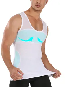 Men's Solid Color High Stretch Shapewear Tank Top, Breathable Comfortable Chest Compression Shirt, Tummy Control Shaper for Men,Undershirt for men fasion,tiktok shop deals,summer men clothes