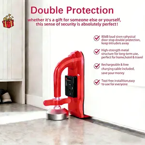 Portable Door Stopper Alarm with 80Db Siren, Dual Protection, Anti-Theft Universal Fit Security Wedge, High-Strength Metal, Free Charging Cable, Easy Installation, Easter Gift Idea, Premium Guard for Total Peace of Mind at Home, Hotel, Travel
