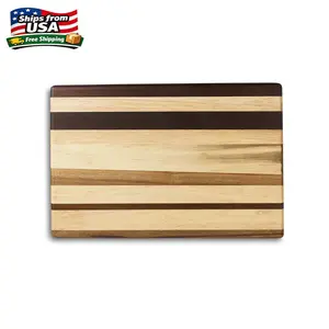 T&T 18x12 Multi-Wood Butcher Block with Non-Slip Silicone Feet