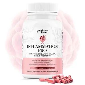 Goodness Lover Inflammation Pro - 3-Phase Formula with Turmeric White Willow Zinc & Probiotics for Rapid Inflammation Relief & Gut Health Support 60 Capsules
