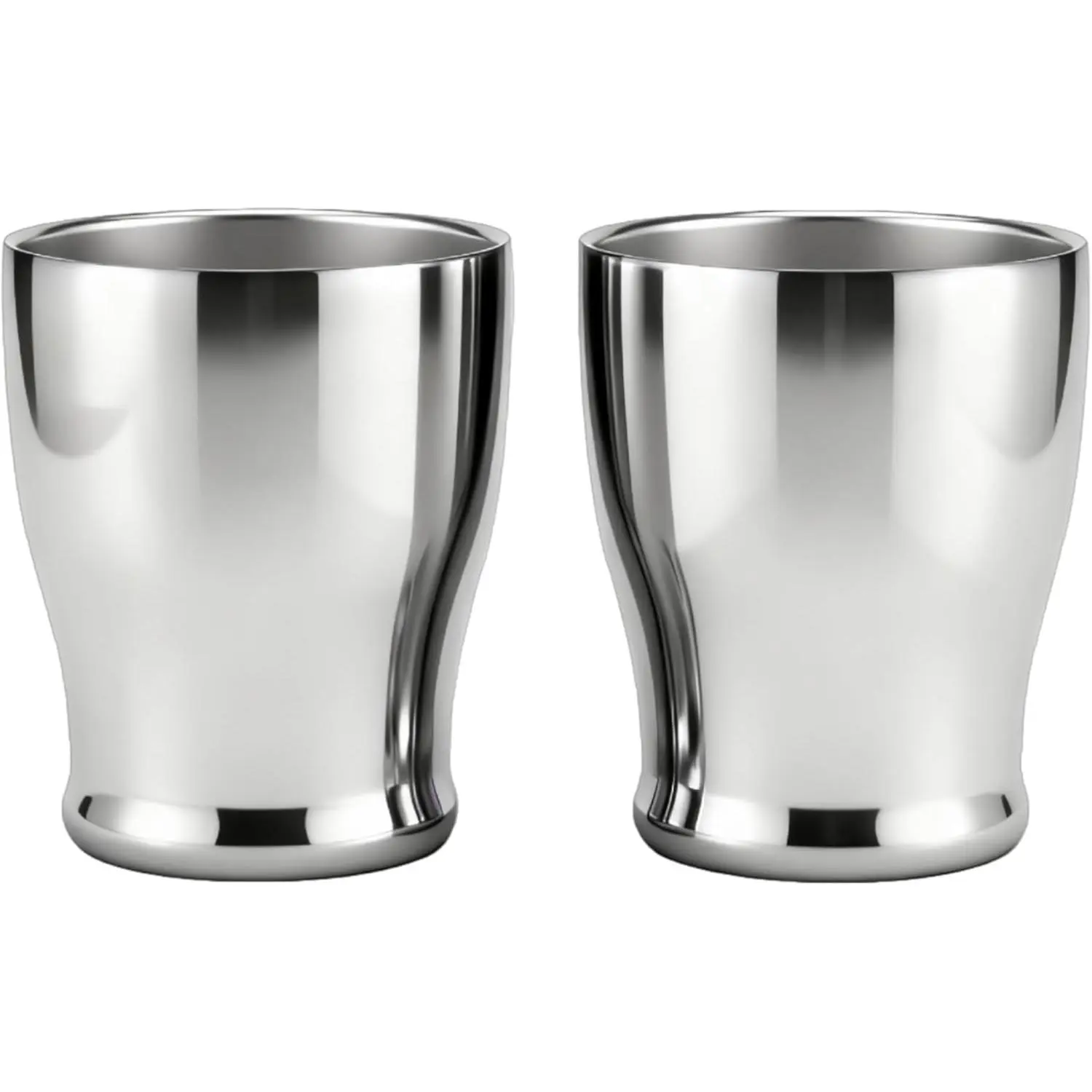 2-Pack Double Wall Vacuum Insulated Stainless Steel Flasks Tumblers, 8.8oz (260ml) Silver Mirror Finish Drinkware - Sweat-Proof, Hot & Cold for Whiskey, Home, Portable Travel Kitchenware