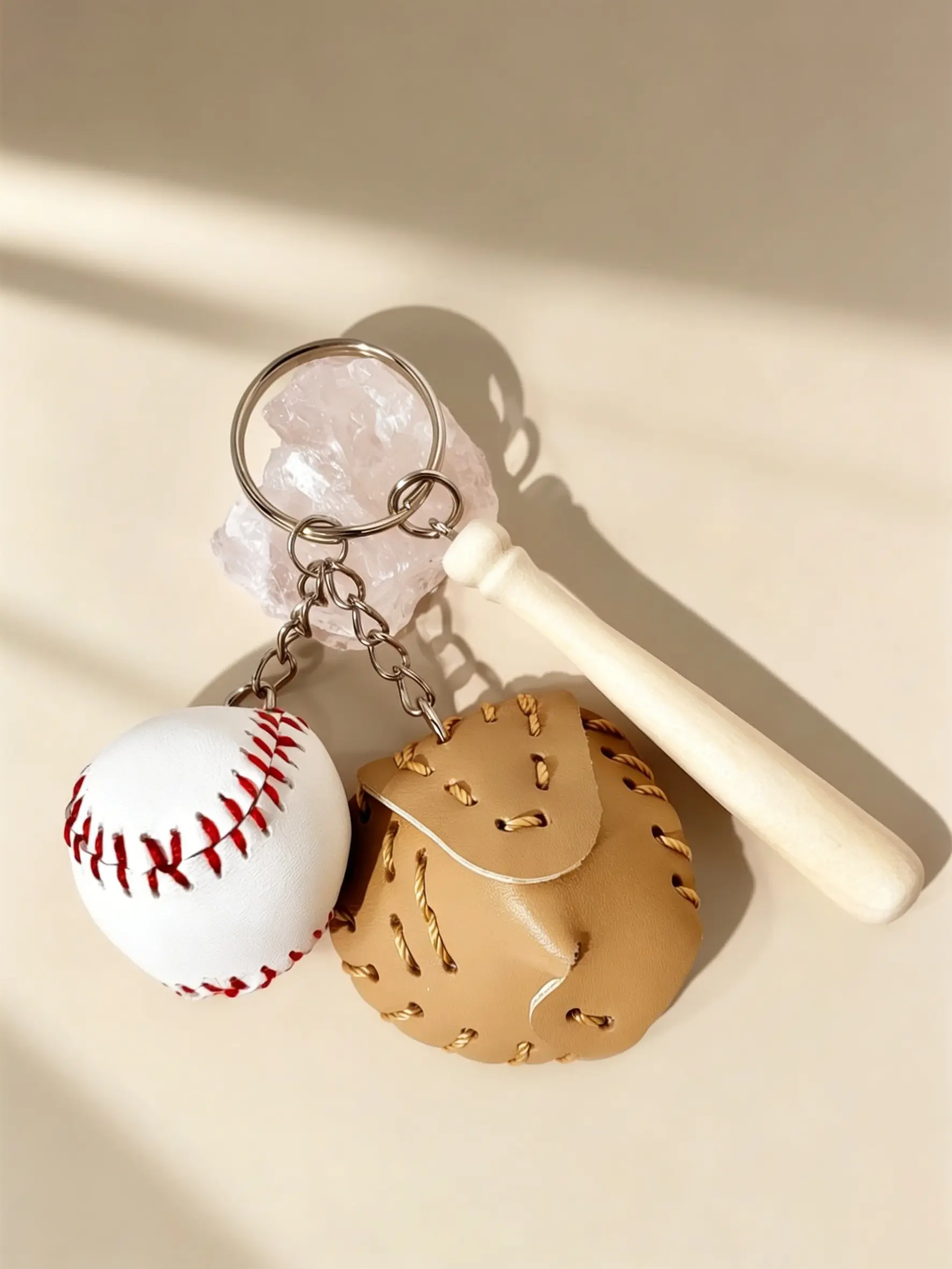 Baseball-Themed 3-Piece Bag Charm Set, High-Quality Athletic Style, Scratch-Resistant, Wear-Resistant, for Bags, Keys, Earphone Cases, Trendy Bag Charms