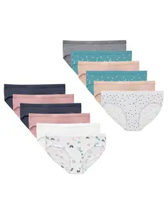 Hanes Girls' Underwear Hipsters, 12-Pack, Stretch-Cottton, Breathable Assorted