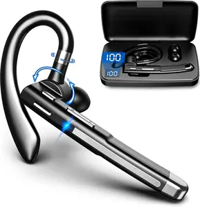 Bluetooth Headset Single Ear Business Earbuds, Wireless Bluetooth Headset with Mic, Driving Headset with 800mAh Charging Case, 120 Hours Standby Time Bluetooth Earpiece, Fit for Call in Working earbuds life bluetooth mobiledevice Headphone Audio