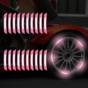 20pcs Reflective Car Wheel Stickers, Car Accessories, Waterproof Vinyl Tire Rim Safety Decorative Stickers, Suitable for Motorcycles Bicycles Trucks Cars