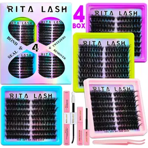 RITALASH 544PCS 4 Styles Cat Lash Clusters, Eyelash Cluster Kit, WaterProof Lashes Eyelash Clusters Extensions for Beginners and Proficient, DIY at Home, Easy Apply Natural Look for Makeup gift