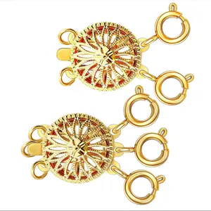 Necklace Layering Clasps Separator for Women 14k Gold & Silver Tangle Free Safety Jewelry Locking Clasp Converter Chain Extender (2 pcs Gold Yellow)