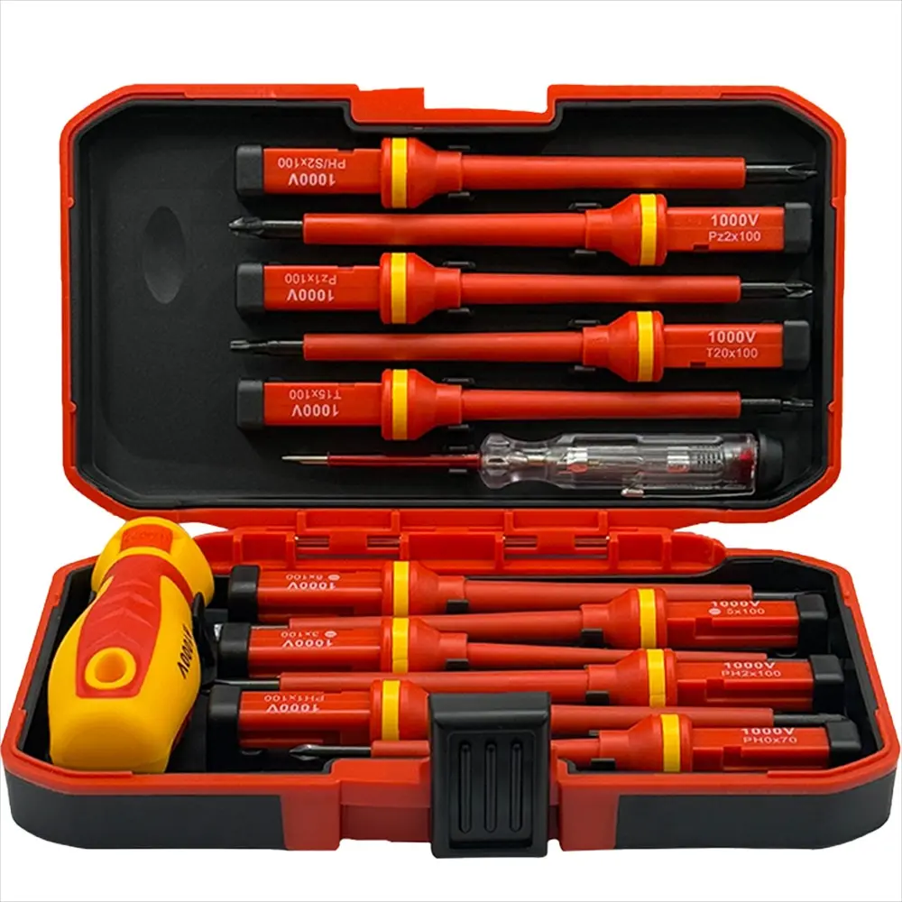 13-Piece Insulated Screwdriver Set with Insulated Handles, Magnetic Phillips Cross Bits, Precision Screwdriver, Electrician Repair Tool Kit Box, Multi-Functional Hand Tools, Durable Construction, Multipurpose Screwdriver Kit, Screwdriver Combo