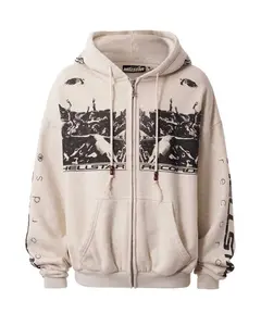 Hellstar Moshpit Zip Up Hoodie Cream
