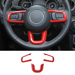 For 2018+ Jeep Wrangler JL & Jeep Gladiator JT Steering Wheel Trim Cover Decorative Accessories Car Interior Kit Vehicle Automotive Auto Decoration