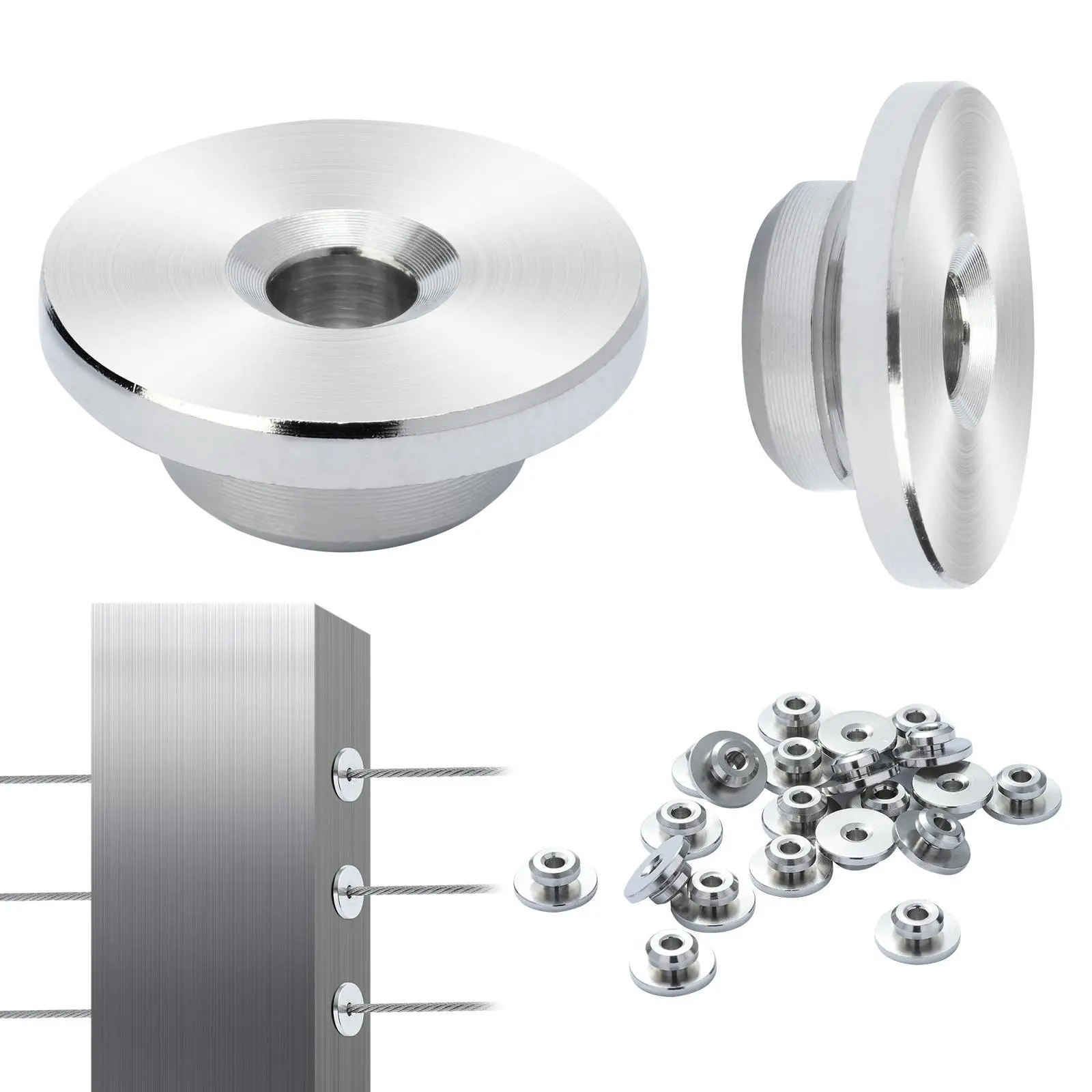VEVOR 51-Pack 1/8 in T316 Stainless Steel Cable Railing Kit - Wheel Protector Sleeves, Black Invisible Swage Tensioners & Terminals, Safeguard Covers for 0.41 in Horizontal Hole Posts (Home Supplies for Outdoor Balcony, Porch Deck, DIY Projects), Deck Rai