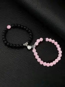Ligui Magnetic Heart Charm Beads Bracelets, Fashionable Couple & Friendship Piece Featuring an Exquisite Fashion Element, Ideal Gift for Birthdays, Valentine's Day, and Special Moments, Stylish Cool Accessory