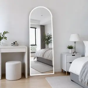 64x21 LED Arched Full Length Mirror Lighted Full Body Mirror with Aluminum Frame Polished Glass for Bedroom Dressing Room Decor