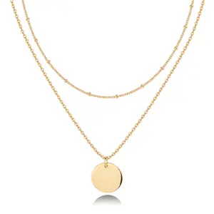PAVOI 14K Gold Plated Women's Minimalist Layered Coin Pendant Necklace PAVOI 14K Gold Plated Women's Minimalist Layered Coin Pendant Necklace