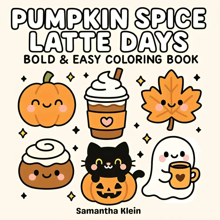 【JUST RELEASED】Adult Coloring Books - Paperback with Bold Lines, Easy Illustrations, Cozy Warm Fall Motifs for Pumpkin Spice Latte Day Creativity Boost