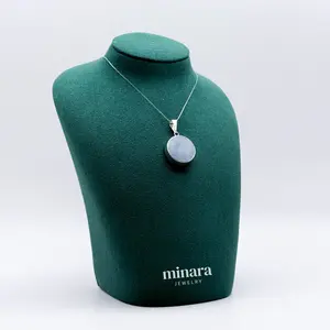MINARA 950 Silver "ANGELITA" Pendant with Natural Stone on Both Sides Elegant Jewelry for Women