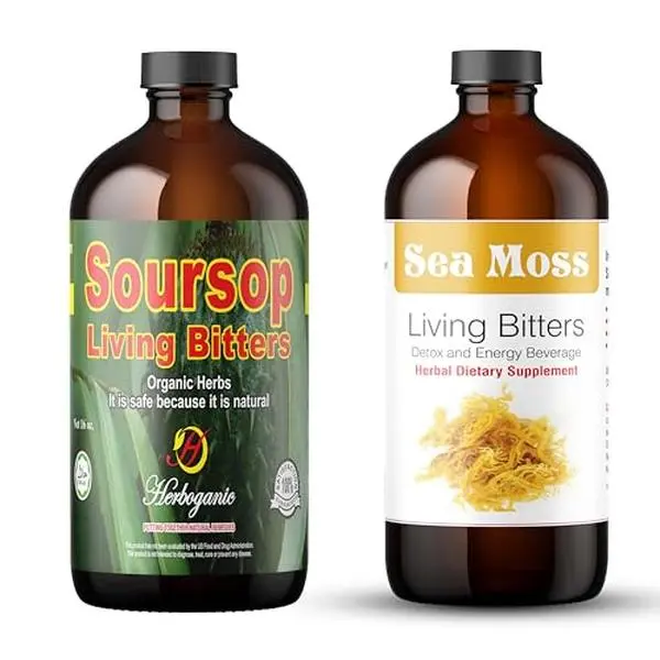 Herboganic Soursop Bitters Featured with Sea Moss Living Bitters | Promotes overall health |16 Oz each