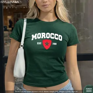 Morocco Baby Tee, Morocco Flag Shirt, WC  2026 Vintage y2k Inspired Baby Tee,  aesthetic graphic tshirt, summer tee, 90s,y2k