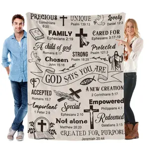 God Says You Are Christian Bible Verse Flannel Blanket Soft Cozy Gift Throw with Encouraging Scripture Faith Themed Designs Perfect for Gifting to Believers