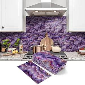 Classic Marble Pattern Sticker Set, Heat Resistant PVC Tile Strips, Easy Peel & Stick Installation, Ideal for Kitchen, Bathroom, Laundry Areas