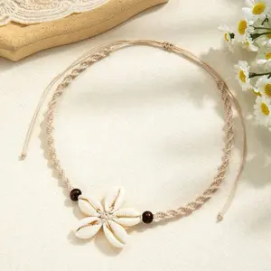 Shelly Necklace - with Unique Flower Design and Beads - As shown in the Image