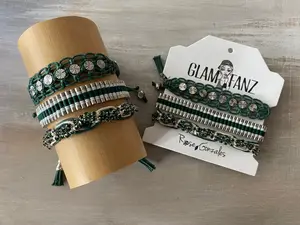 Game Day: Teal Green & White - Macrame String Bracelet Set