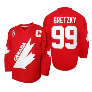 Men's hockey jersey #99 red, GRETZKY, sports leisure party, Canada, printed letters, polyester comfortable jersey