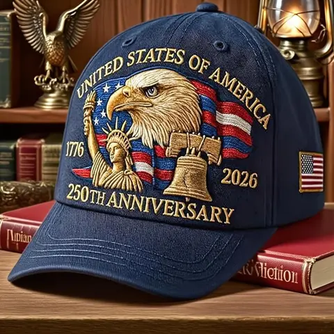 Unisex Heritage Classic Wool Blend Baseball Cap - 250th Anniversary Unisex Style, 1776-2026 America Graphic Hats, Embroidered Bald Eagle Bird Logo, 50 Stars, 13-Stripe Flag Motif, Adjustable Size, Retro Look, Shared Pride for History Fans