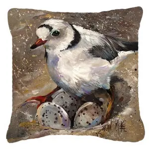 212 MAIN Piping Plover Decorative Pillow - Heavy-Weave Polyester Fabric, Bird Art Design, Fade-Resistant Indoor/Outdoor Cushion