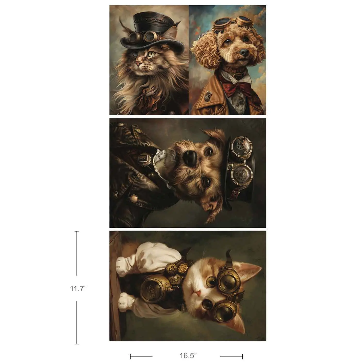 Artistic A3 Decoupage Fiber Set - Favorite Pets Themed, Furniture & Art Decor Compatible, Crafted with Precision, 3 Sheets (11.7in x16.5in Each) for DIY Scrapbooking, Stamping for Art Enthusiasts, Adds Personality