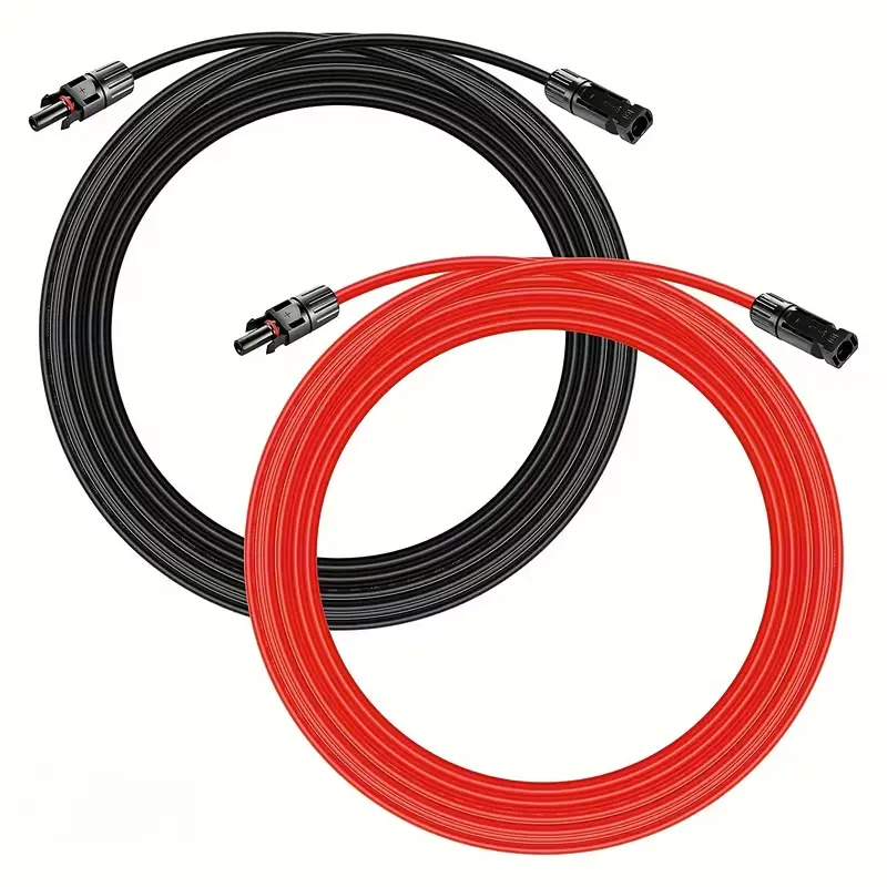 10 AWG Tinned Copper Solar Extension Cable (20/40 ft) - PV Wire with Black & Red Leads, Outdoor-Use Cable for Automotive, RV Solar Panels