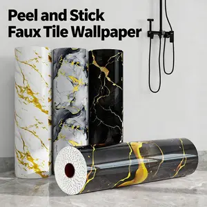 Extra Thick Self-Adhesive Marble Wallpaper and Peel & Stick Flooring - Waterproof Removable Modern Luxury Vinyl Tiles, White and Gray Marble Pattern, Easy Peel-and-Stick Installation, Ideal for Kitchen, Bathroom, Living Room. Perfect for DIY and Interior