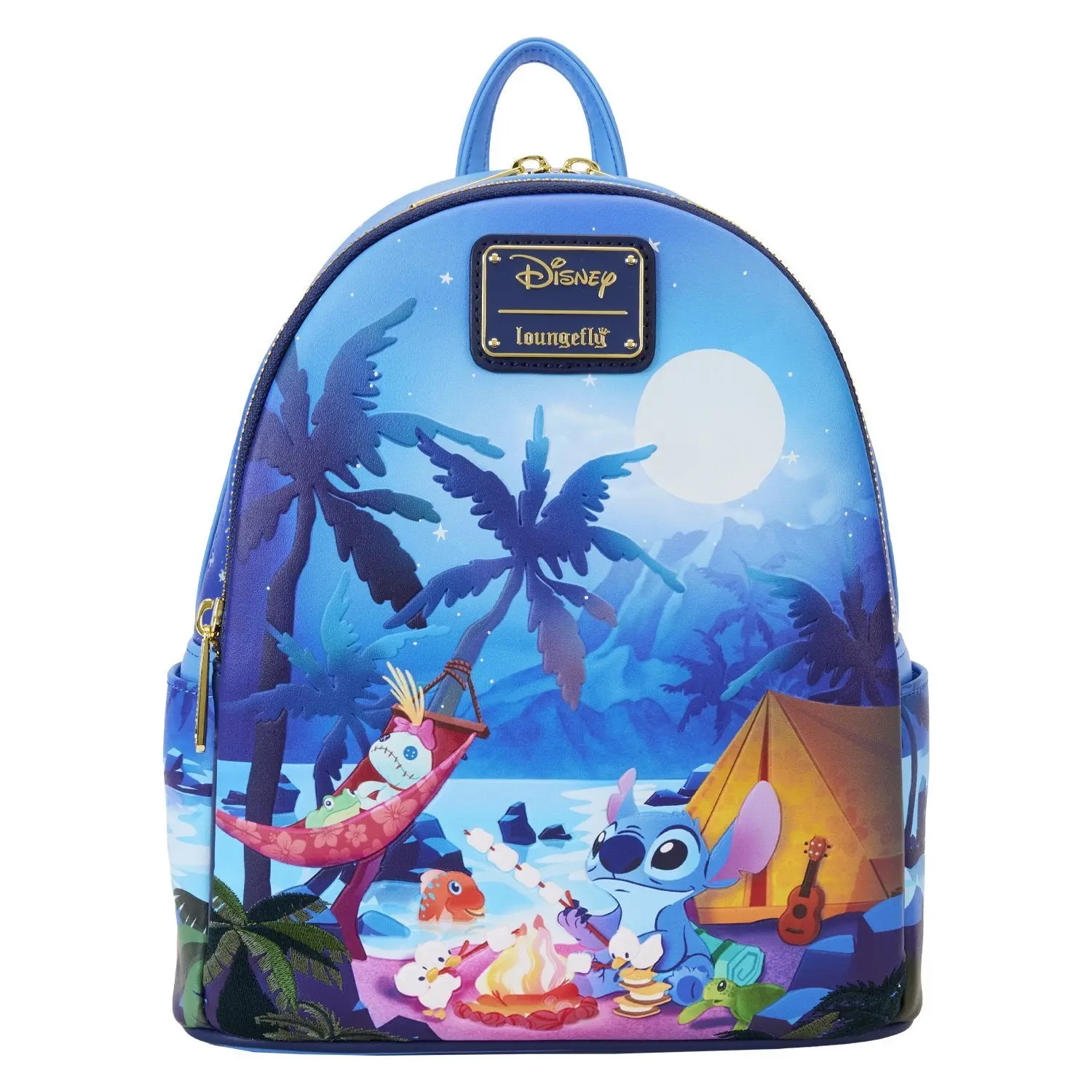 Loungefly Disney Lilo & Stitch Camping Cuties Mini Backpack, Animal-Faced Character Design, Cartoon Animal Theme, Animal-Faced Character Backpacks, Cartoon Animal Theme Backpacks