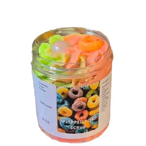 Fruit Loops Whipped Foaming Sugar Scrub. Exfoliating Body Wash & Scrub. All Natural Shea Butter Whipped Soap/Shaving Cream handmade gentle creamy Smooth Exfoliate