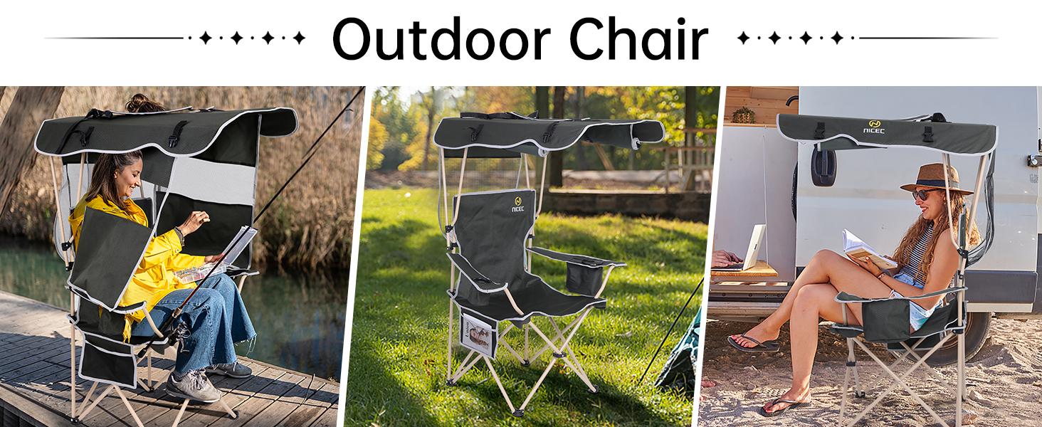 Camping Chair with Canopy, Chair with Shades, Sports Chairs, Folding Chair with Canopy, Detachable Shade Canopy, Side-Pocket and Cupholder Camping Chair with Canopy, Chair with Shades, Sports Chairs, Folding Chair with Canopy, Detachable Shade Canopy, Side-Pocket and Cupholder