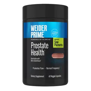 WEIDER Prime Prostate Health Supplement for Men - Saw Palmetto, Dual-Action with N.O. Boost, Supports Urinary Flow & Normal Frequency, 60 Veggie Capsules