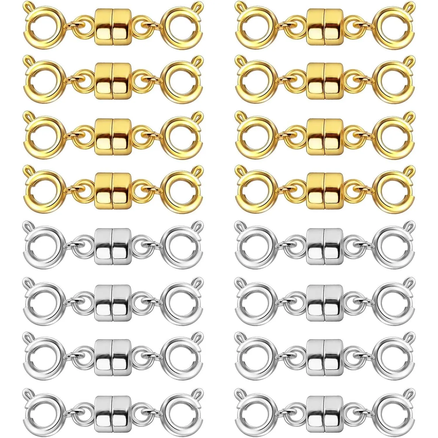 Double Magnetic Necklace Clasps and Closures 14K Gold and Silver Bracelet Extender Clasps Converters for DIY Making