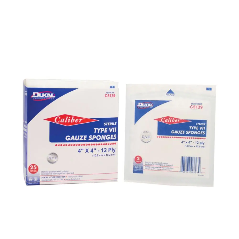 Dukal Sterile Type VII 4"x4" 12-Ply 100% Woven Cotton Fiber Gauze Sponges, 25 Count Tray Pack Medical Supplies, Absorbent Pad with Exceptional Clinical Performance for First Aid Dressings, Wound Care