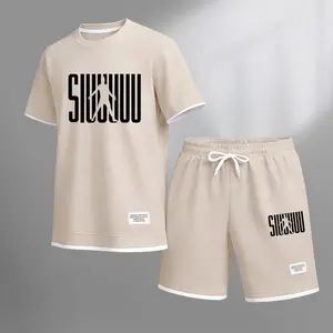 Men's Siu Player Print Waffle Fabric Short-Sleeved Shirt And Shorts Set