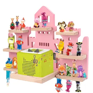 Tonies Shelf for Tonies Box 2/1 - Tonie Storage for Tonie Box & Tonies Figures & Charging Station, Magnetic Wooden Floating Shelf for Toniebox & 15-33 Tonies Characters, Wall Mounted Rack,Castle Shape